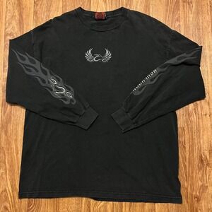 Vintage Orange County Choppers Shirt Men XL Blck Long Sleeve Flame Graphic Biker